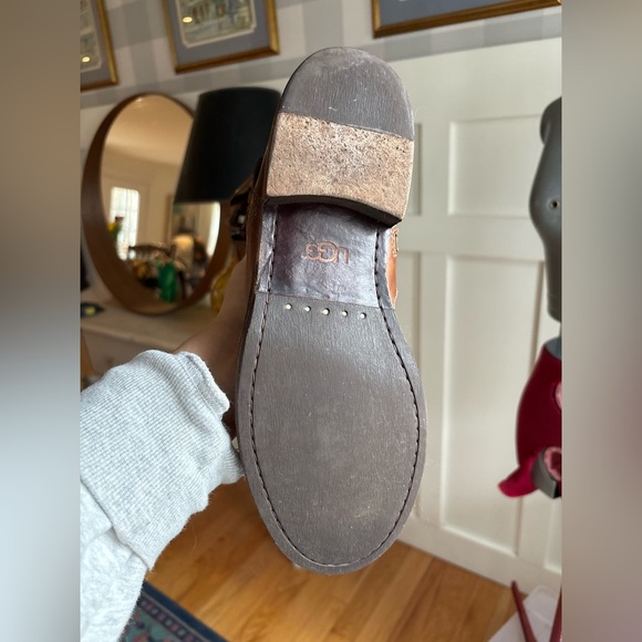 UGG Boho Brown Quilted Leather Boots Size 11 - Picture 5 of 6